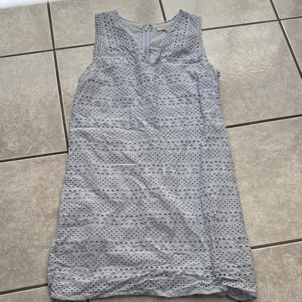 LOFT Light blue Eyelet Mini Dress size 12
